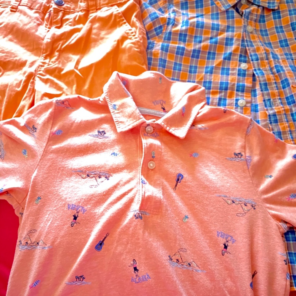 3 pieces  set of Boy’s orange short,shirt and polo